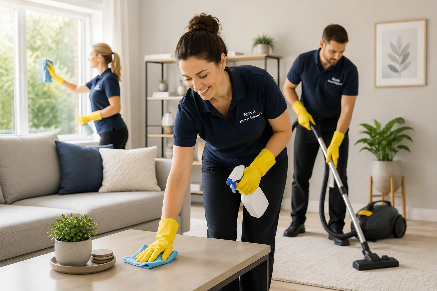Nova Home Support domestic cleaning services in a bright modern home